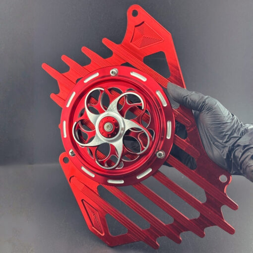 Combo che két nước 4 val đỏ, quạt gió ARM đỏ, che két nước SH 160 đỏ, phụ kiện xe tay ga 2026, che két CNC đỏ ARM